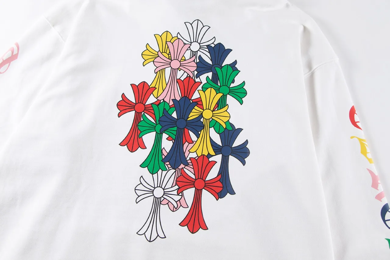 P290 Chrome Hearts Chrome Hearts Sanskrit Letter Print Phantom Color Cross Sweatshirt Size: S M L XL Color: Black, White
